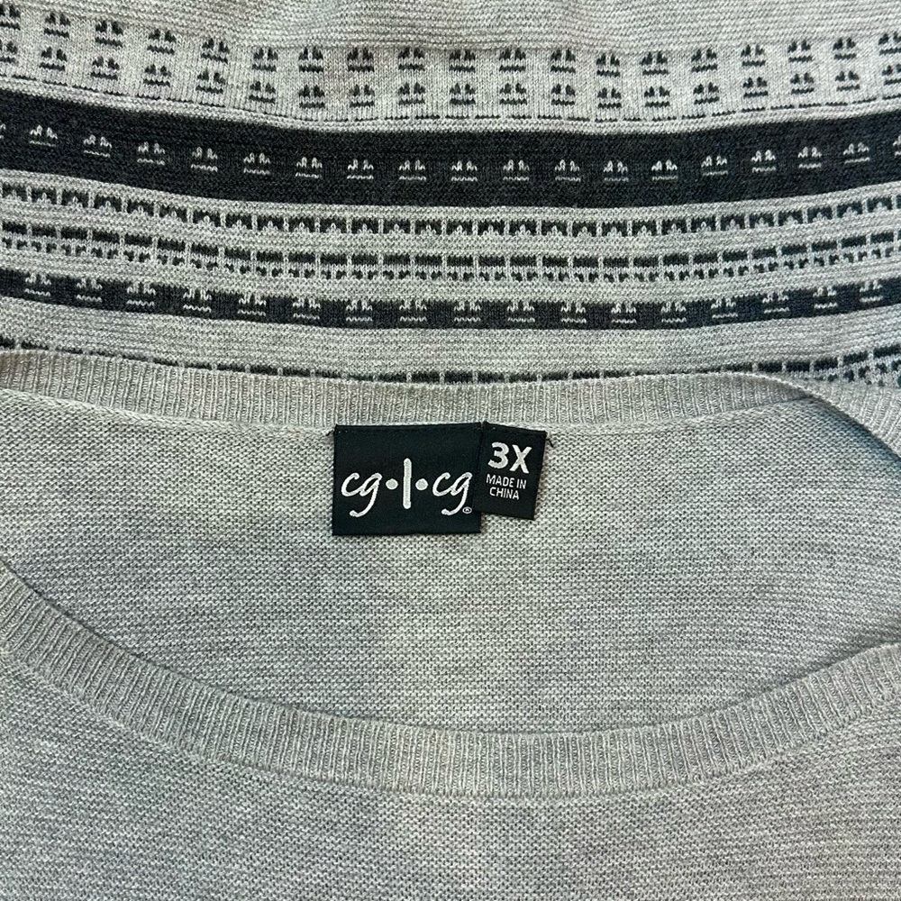 SOLD 🛍️ Cg.l.Cg Women’s Cotton Grey Printed Knit Sweater Tunic Plus 3X - Picture 7 of 7